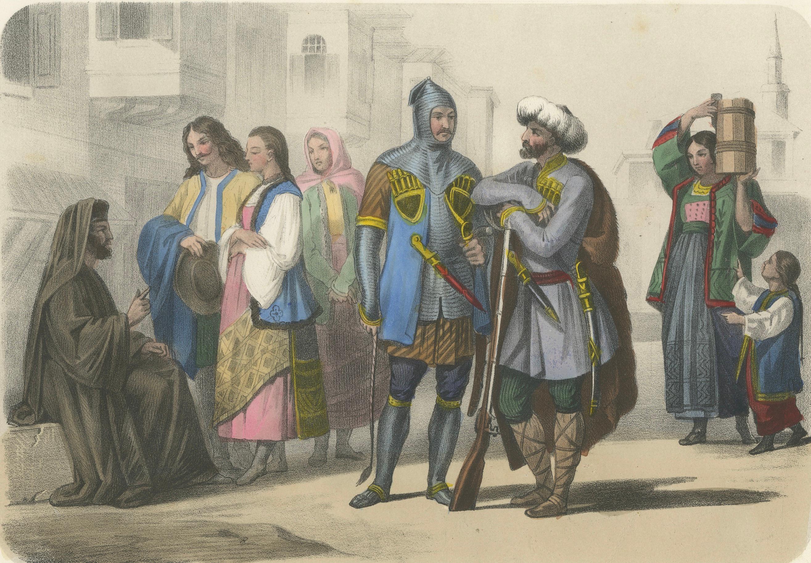 Trajes de Moldavia y Circasia - Pueblos de las Provincias Danubianas, c.1845 Francés en venta