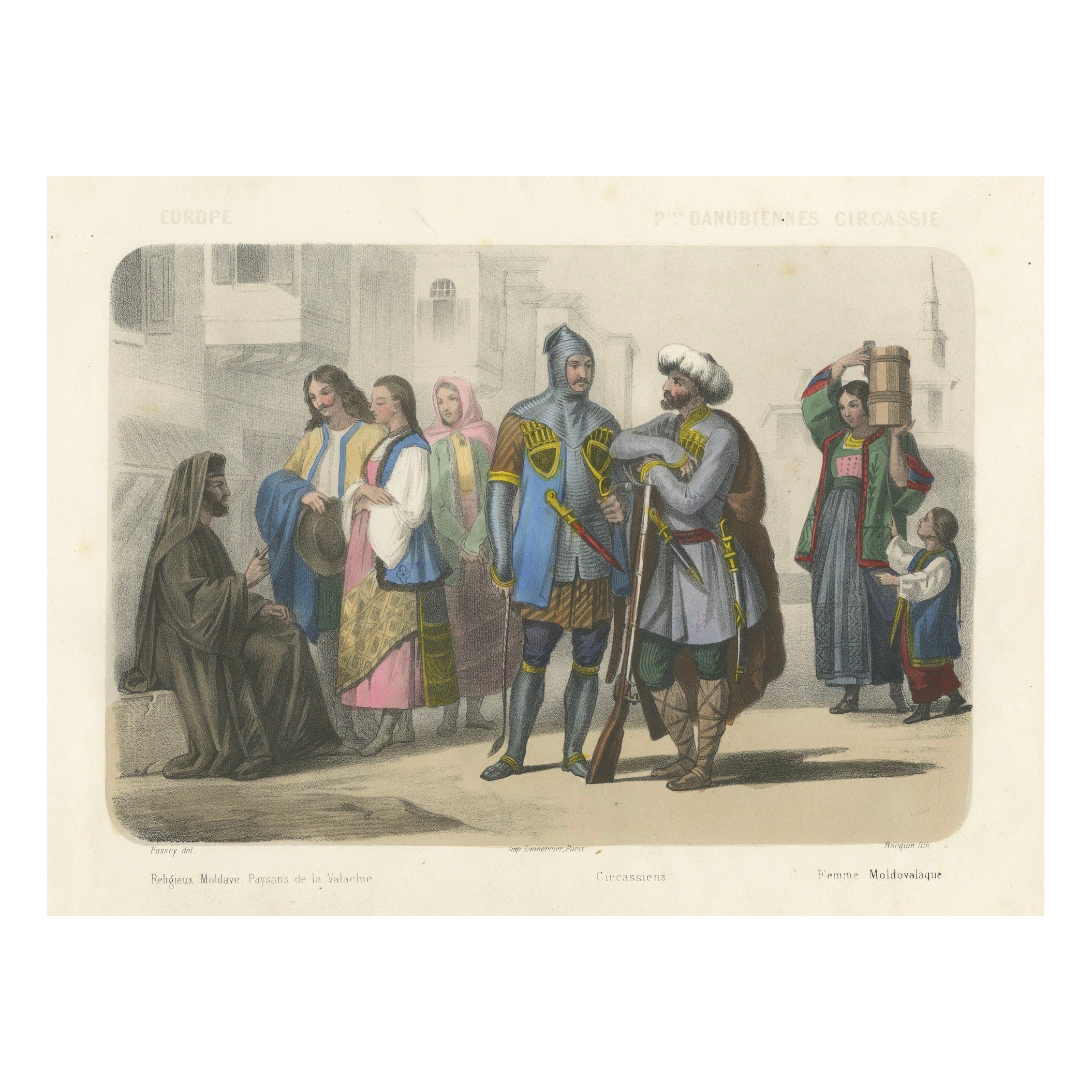 Trajes de Moldavia y Circasia - Pueblos de las Provincias Danubianas, c.1845