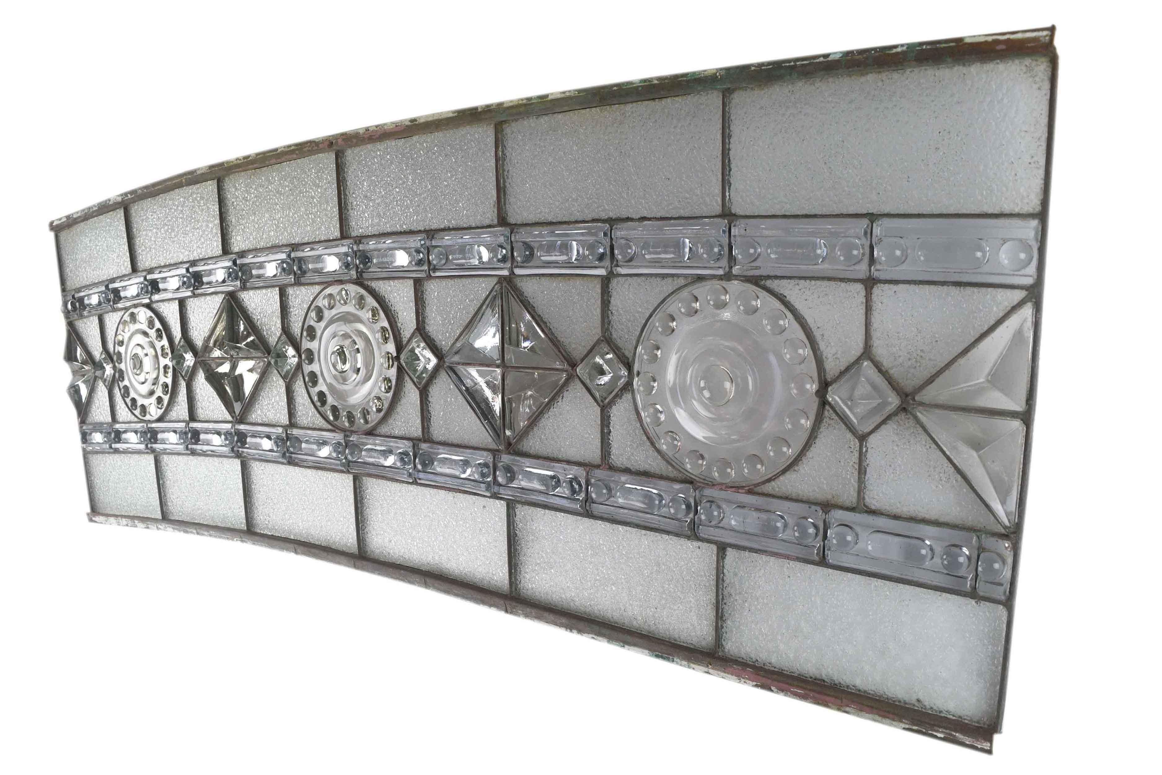 Early 20th Century Molded Glass 4-Piece Arched Window For Sale