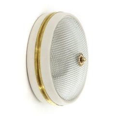 Molded Glass and Brass Ceiling Lamp, 1940s