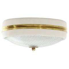 Molded Glass and Brass Ceiling Lamp, 1940s