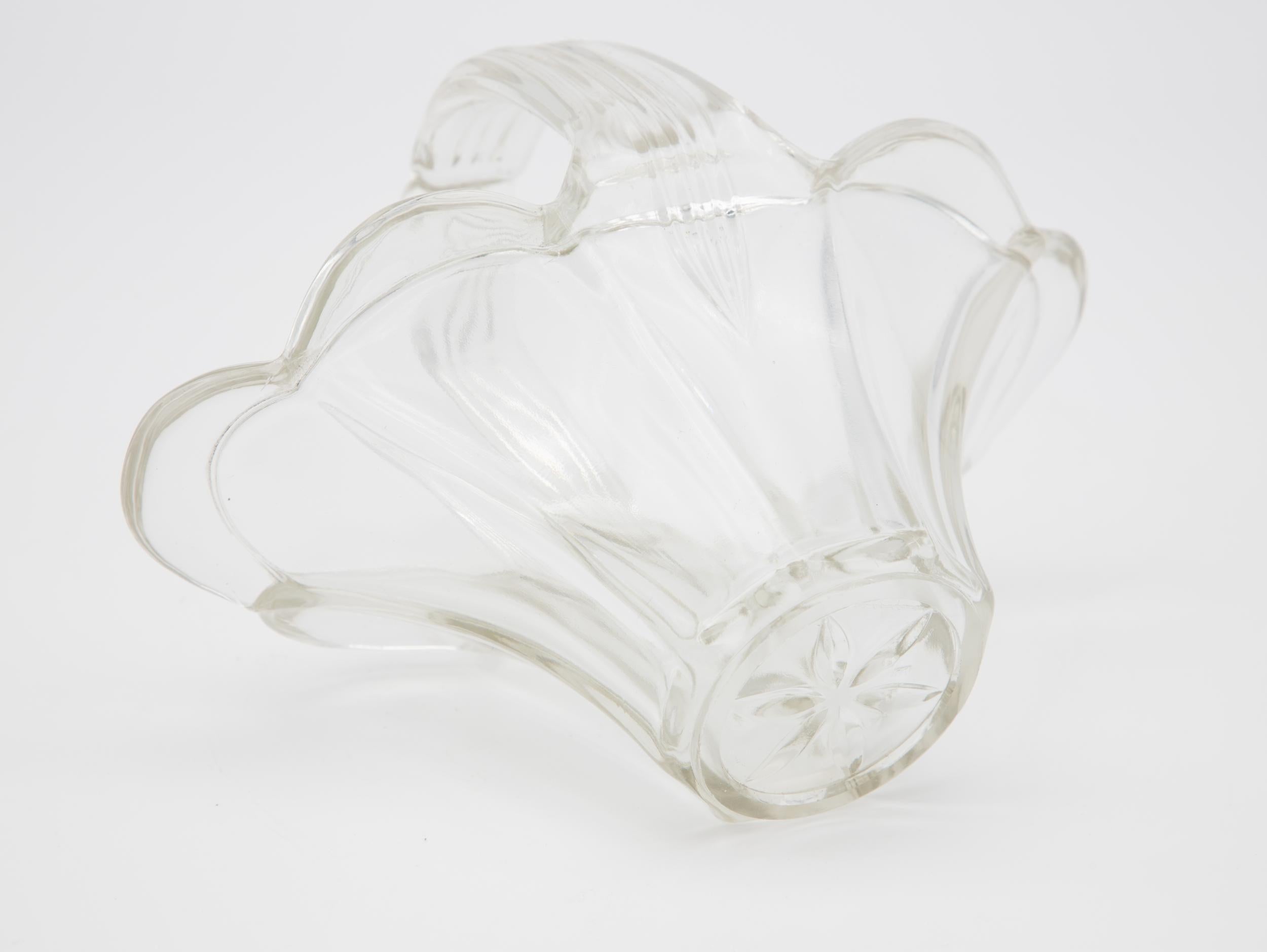 French Molded Glass Basket For Sale