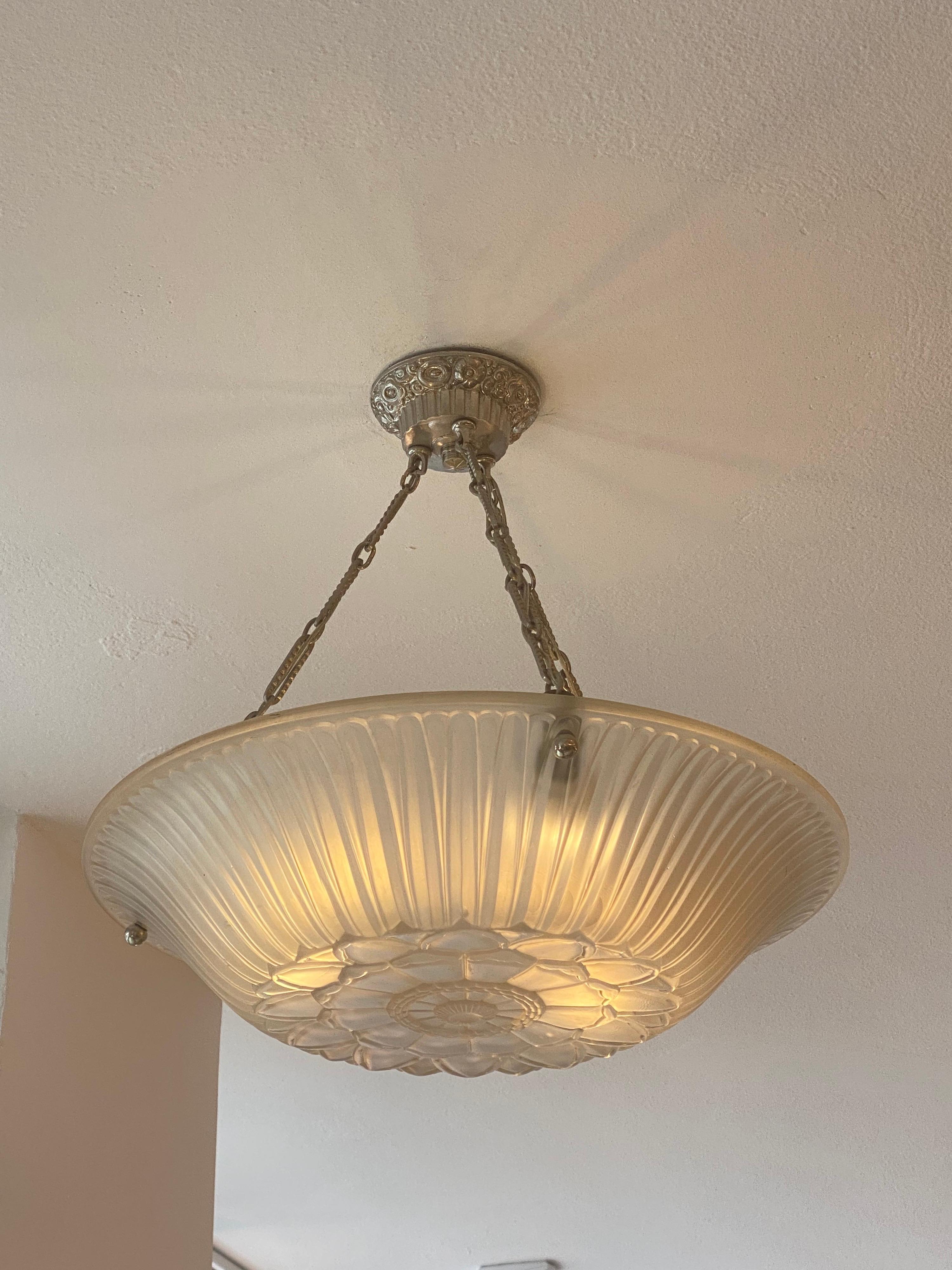 Art Deco Glass Chandelier For Sale at 1stDibs