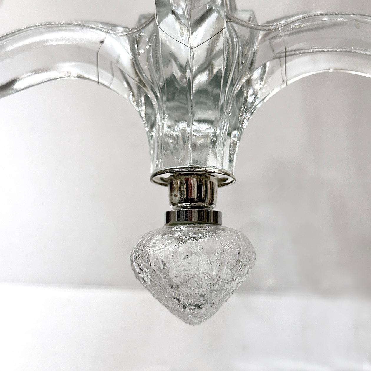 Mid-20th Century Set of French Molded Glass Chandeliers For Sale