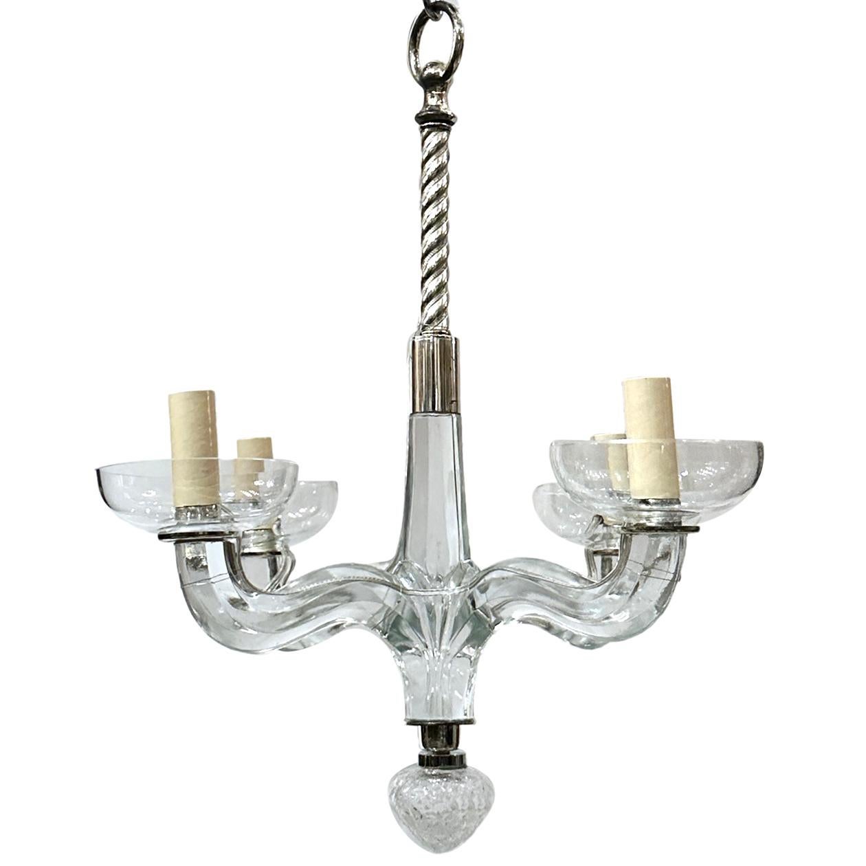 Set of French Molded Glass Chandeliers For Sale 1