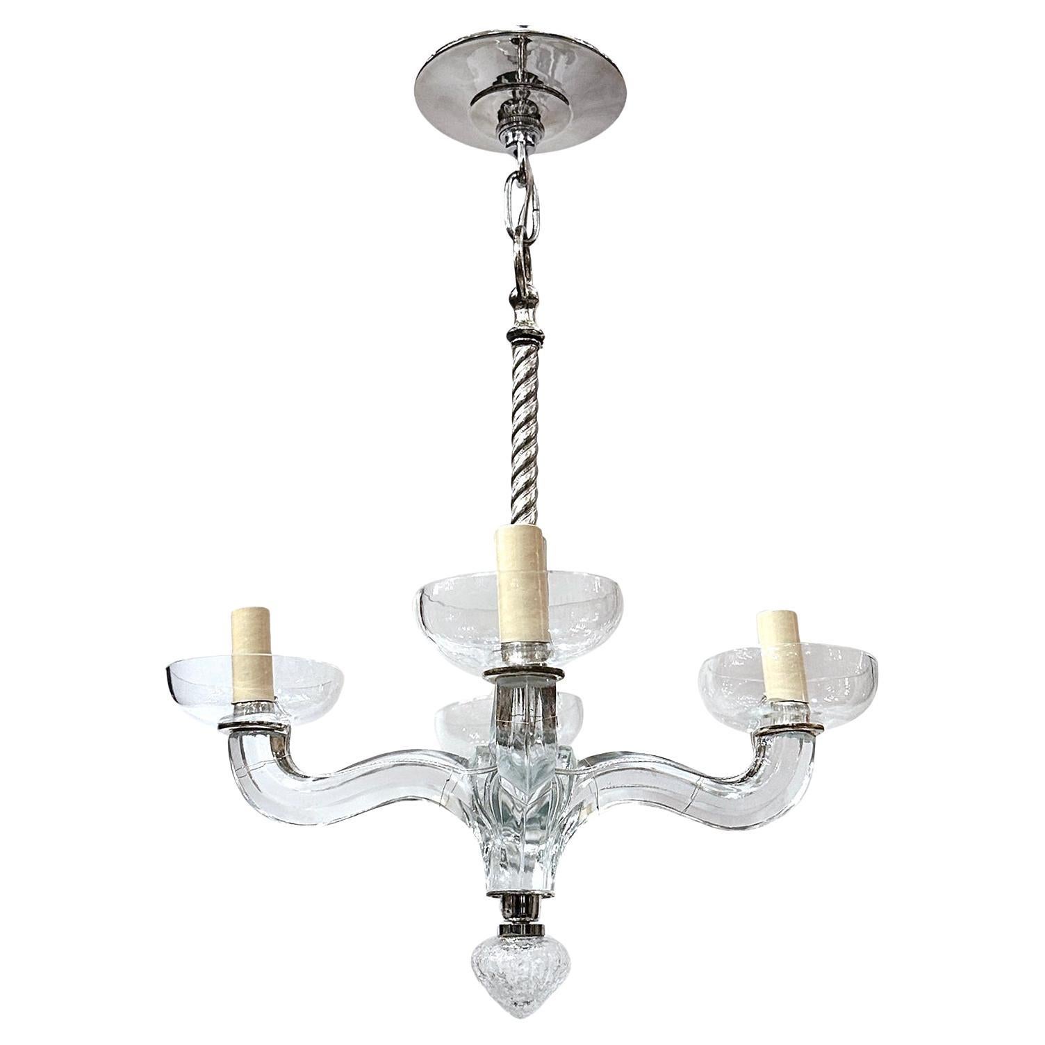 Set of French Molded Glass Chandeliers