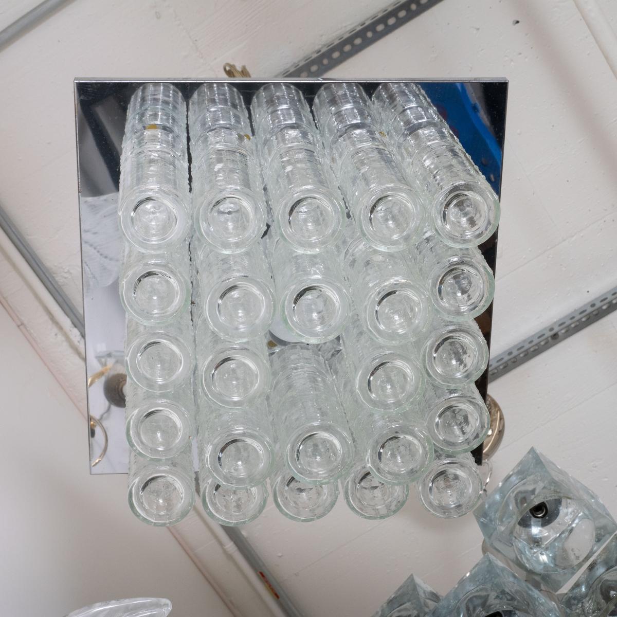 Molded glass cylinder flush mount by Doria For Sale 1