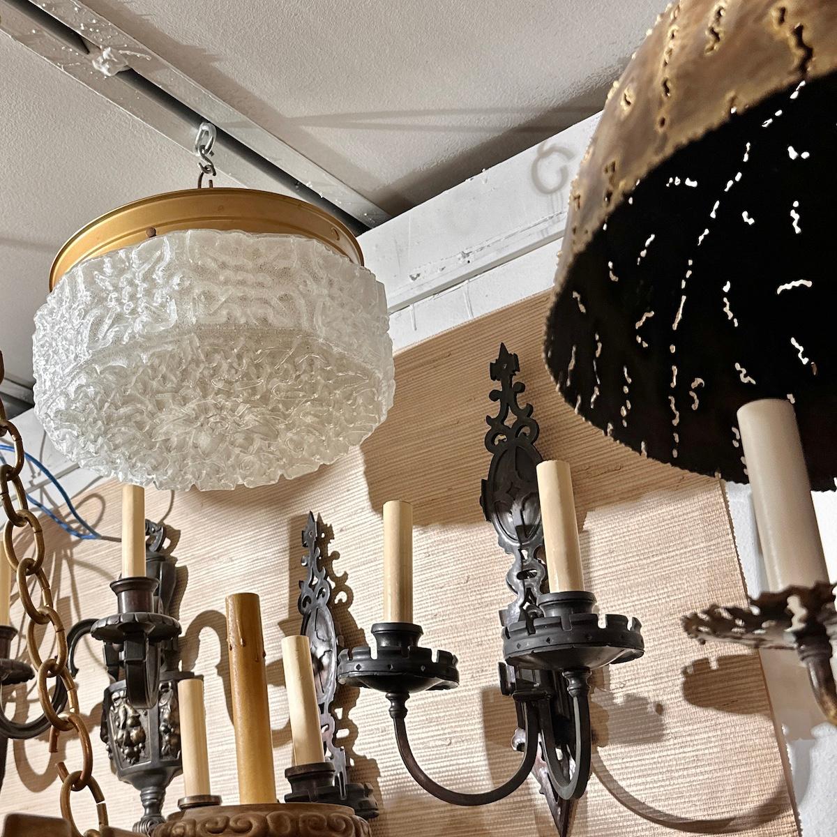 Mid-20th Century Molded Glass Flush Mounted Light For Sale