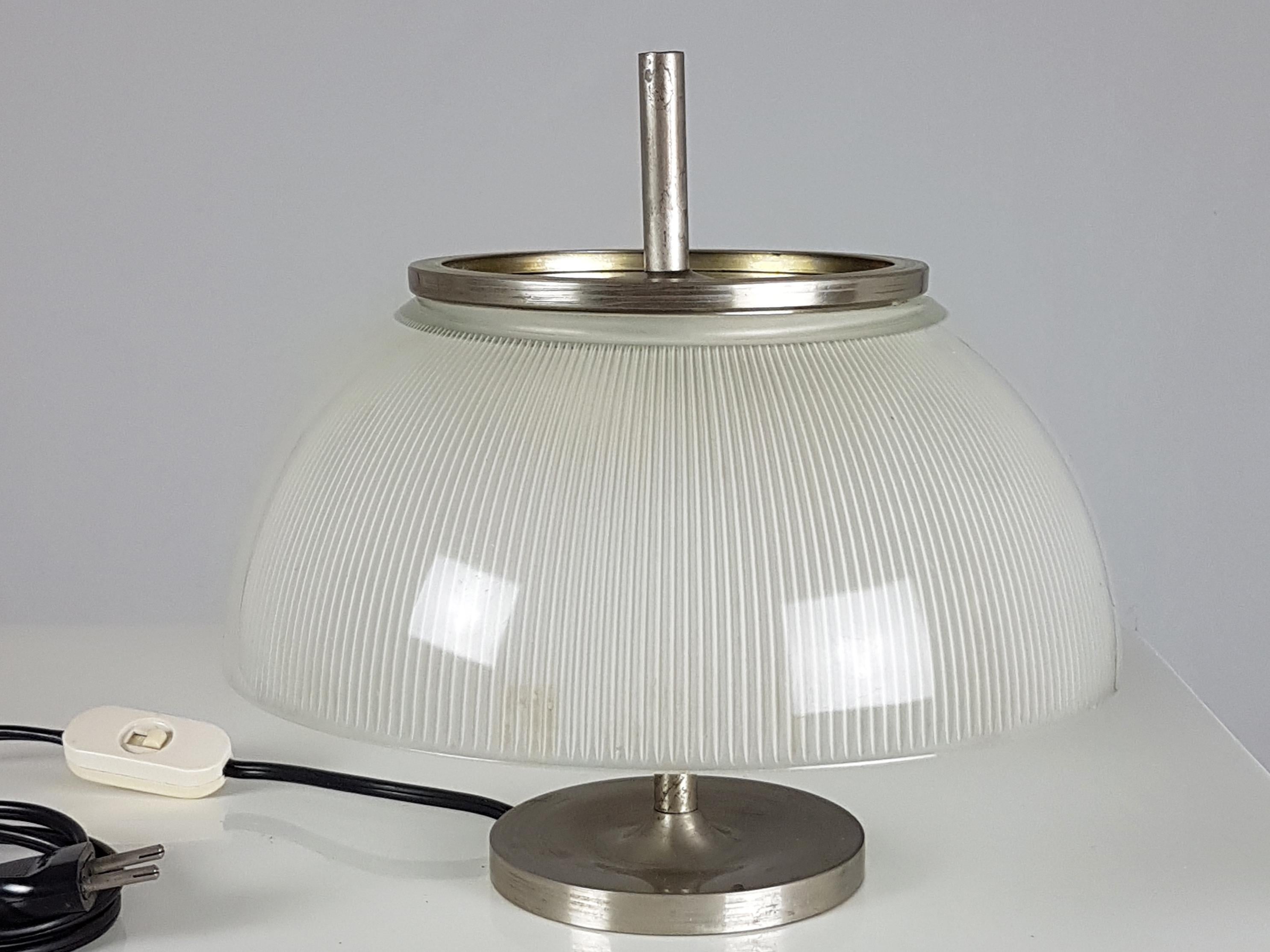 Molded Glass & Nickel Plated 1960s Alfetta Table Lamp by S. Mazza for Artemide 4