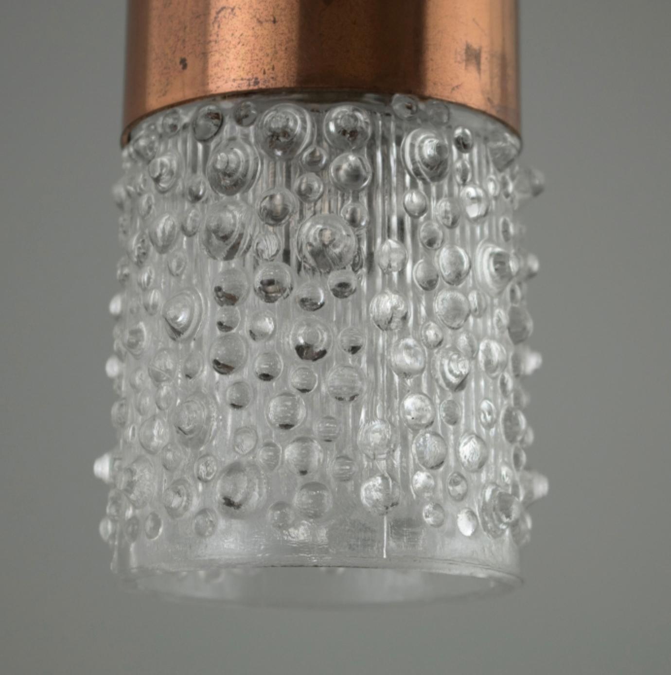Molded Glass Pendant Lights with Copper Gallery, Germany, Mid-20th Century 2