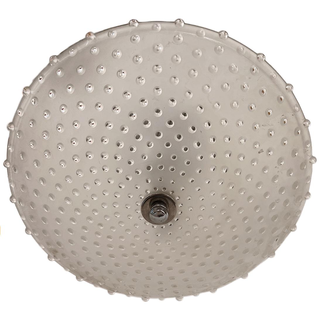 French Molded Glass Semi Flush Fixture For Sale