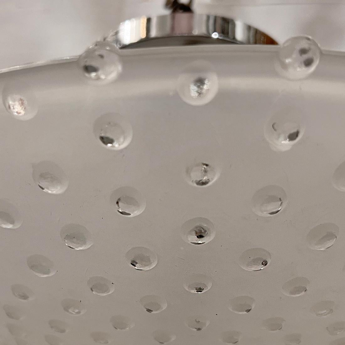 Molded Glass Semi Flush Fixture In Good Condition For Sale In New York, NY