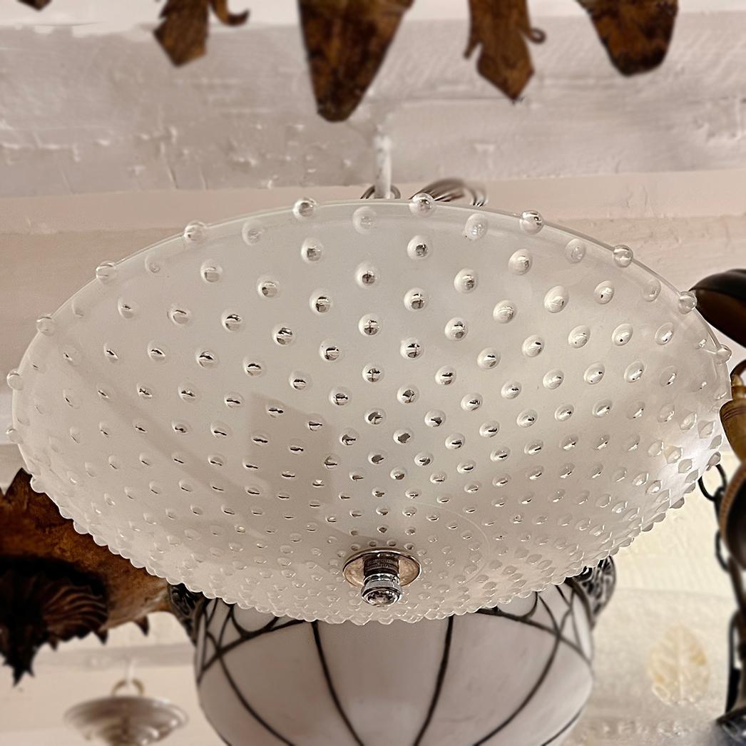 Mid-20th Century Molded Glass Semi Flush Fixture For Sale