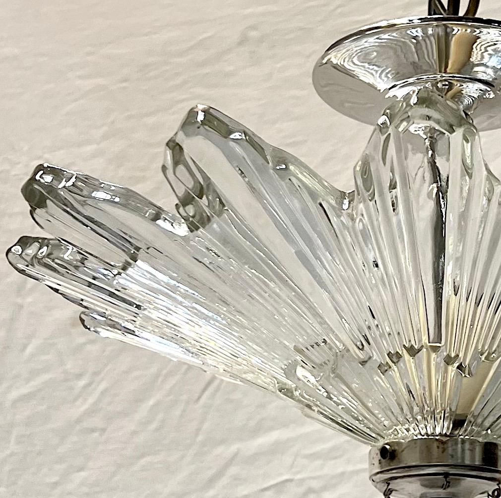 Molded Glass Star Light Fixture  In Good Condition For Sale In New York, NY