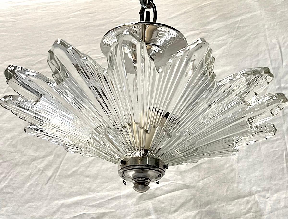 Mid-20th Century Molded Glass Star Light Fixture  For Sale