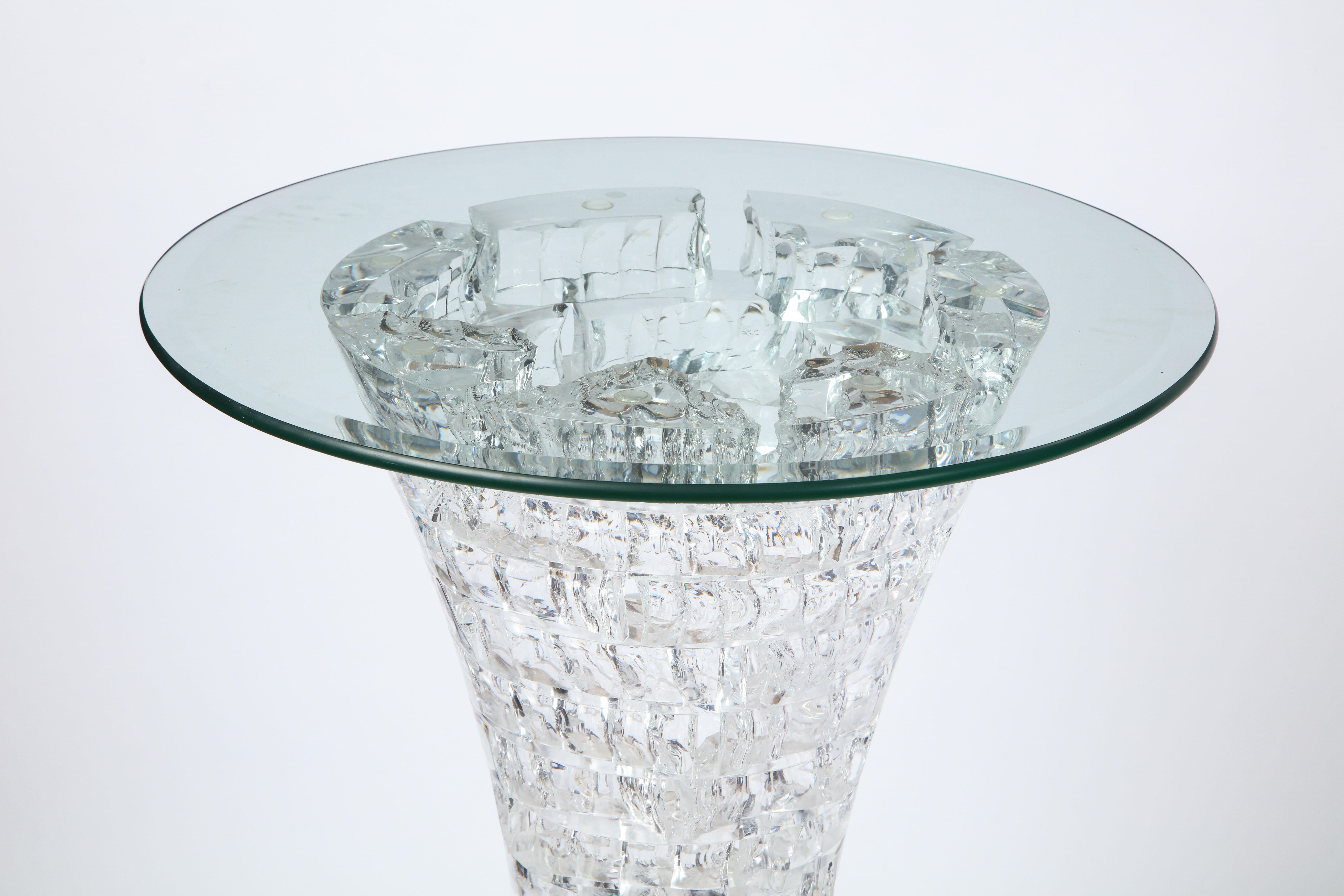 Molded Lucite Side Table with Glass Top, 20th Century 1