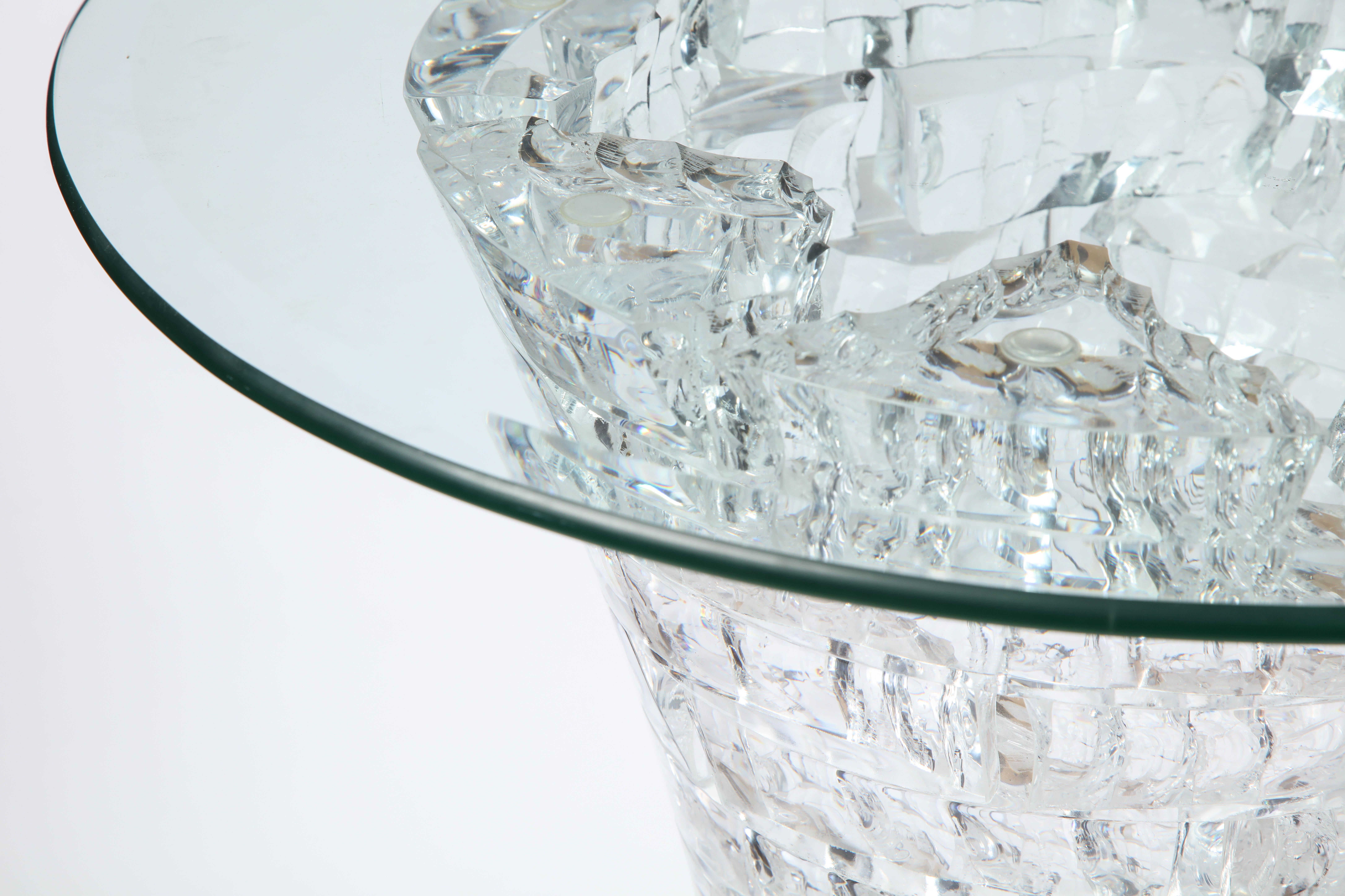 Molded Lucite Side Table with Glass Top, 20th Century 2