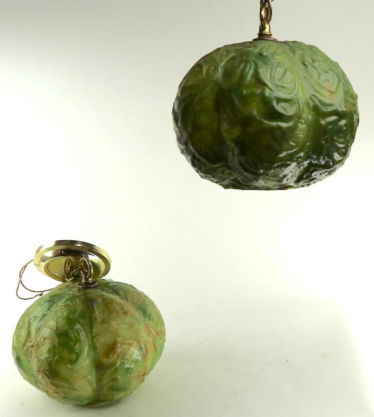 Molded Plastic Cabbage Chandelier by Feldman Pair Available For Sale 10