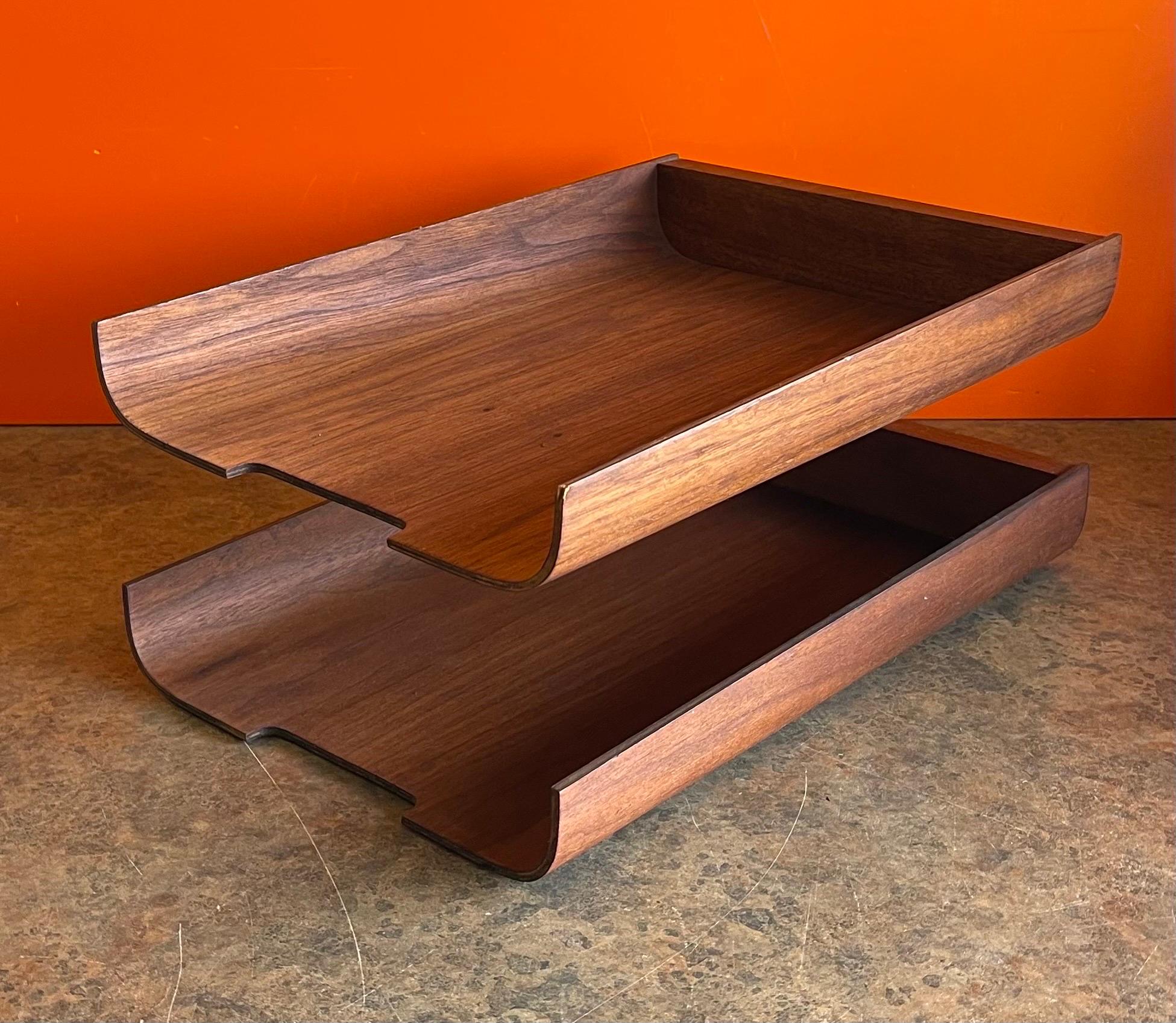 Molded Teak Plywood Double Letter Tray in the Style of Martin Aberg / Rainbow For Sale 4