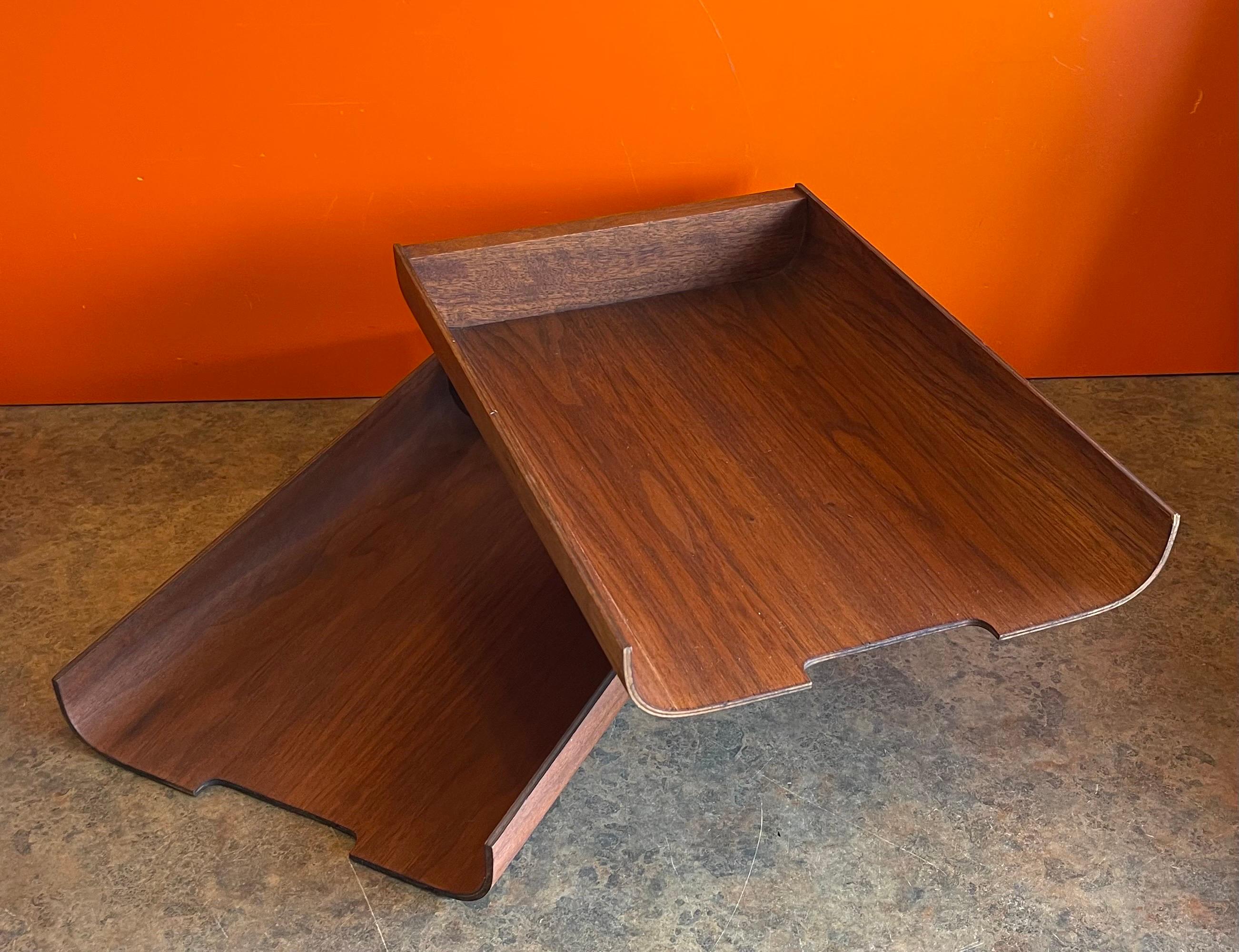 Molded Teak Plywood Double Letter Tray in the Style of Martin Aberg / Rainbow For Sale 5