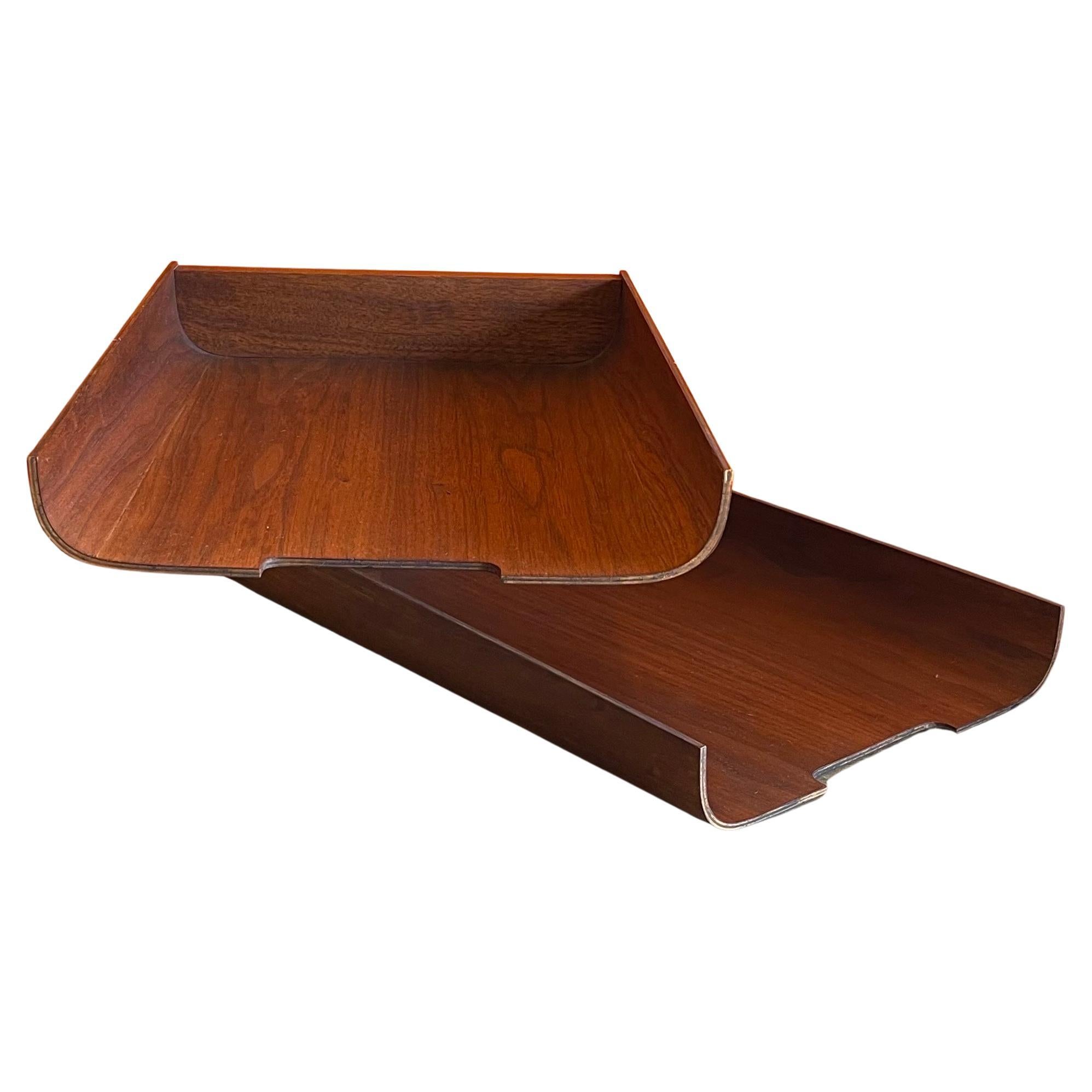 Swedish Molded Teak Plywood Double Letter Tray in the Style of Martin Aberg / Rainbow For Sale