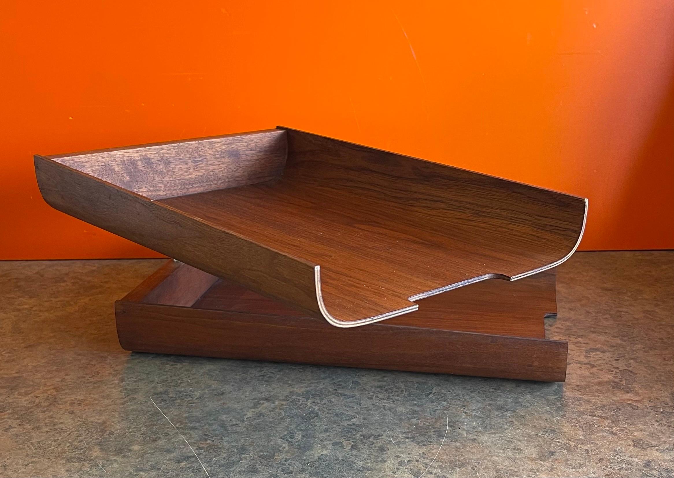 20th Century Molded Teak Plywood Double Letter Tray in the Style of Martin Aberg / Rainbow For Sale