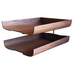 Molded Teak Plywood Double Letter Tray in the Style of Martin Aberg / Rainbow