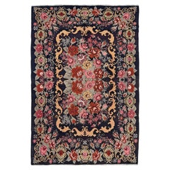 Moldova Rose Kilim • Vintage European Flatweave Wool Rug • 8′×11′ • 1950s