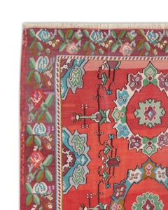 Moldauisch Rot Floral Kilim Teppich Handgefertigt Wolle Flachgewebe Teppich 287x207cm