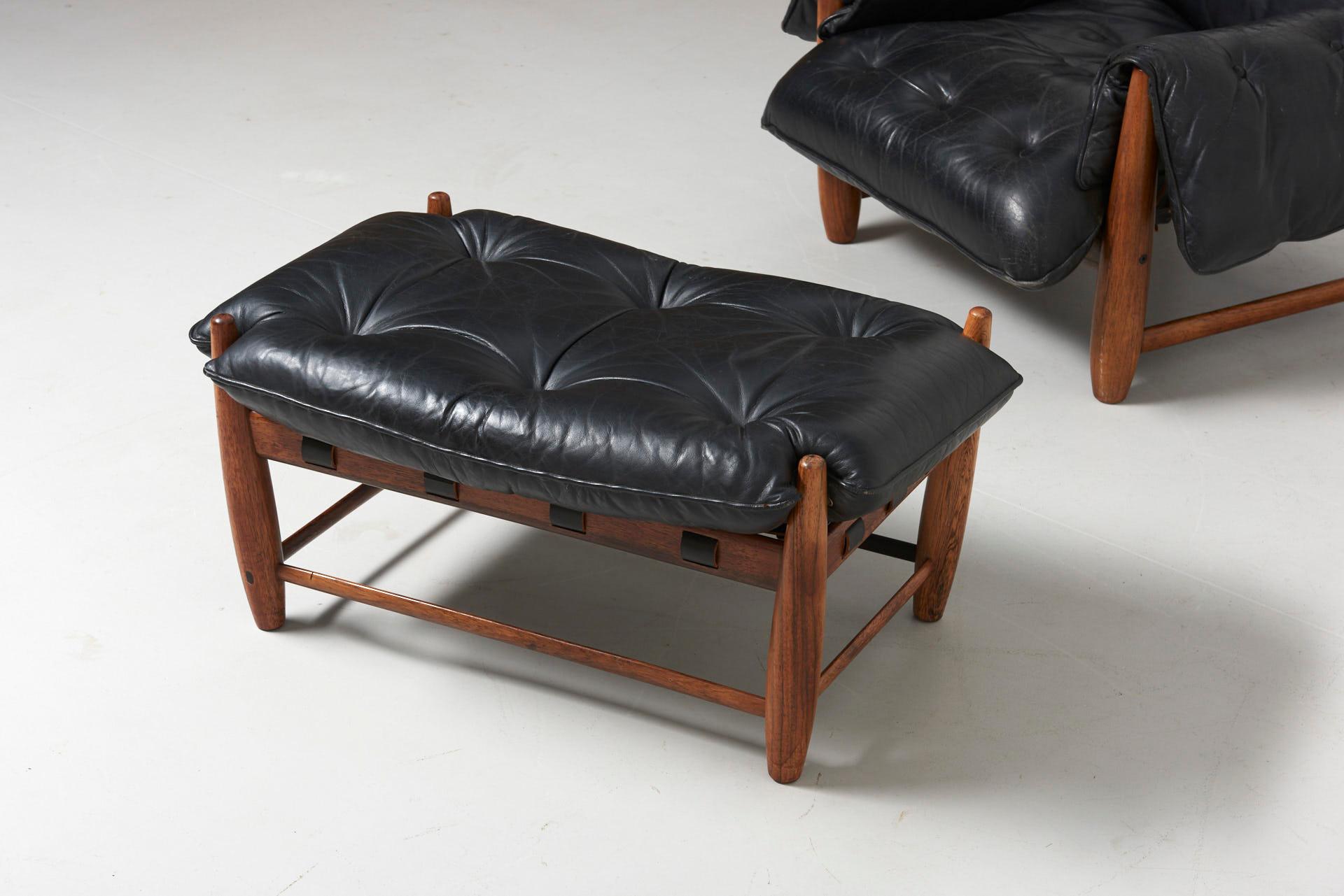 Mid-Century Modern 'Mole' Chair with Ottoman by Sergio Rodrigues For Sale