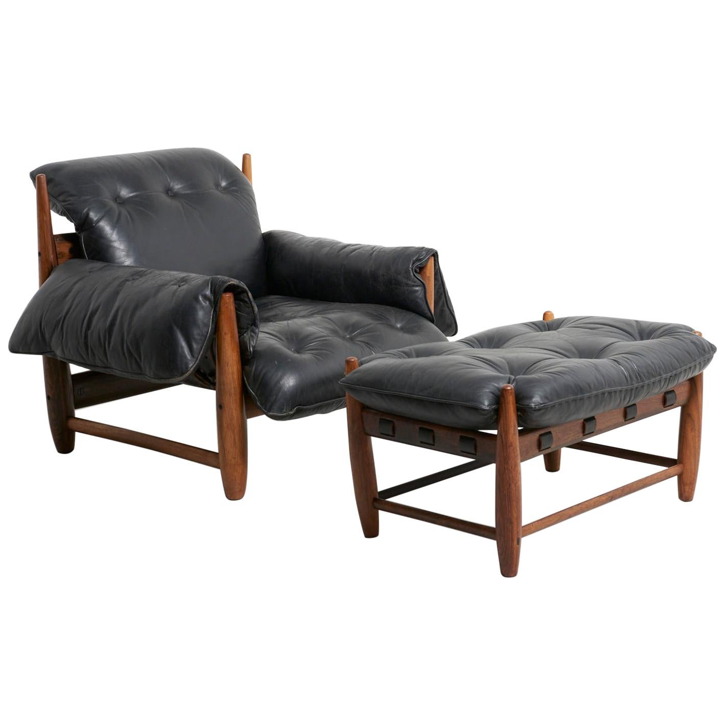 'Mole' Chair with Ottoman by Sergio Rodrigues For Sale