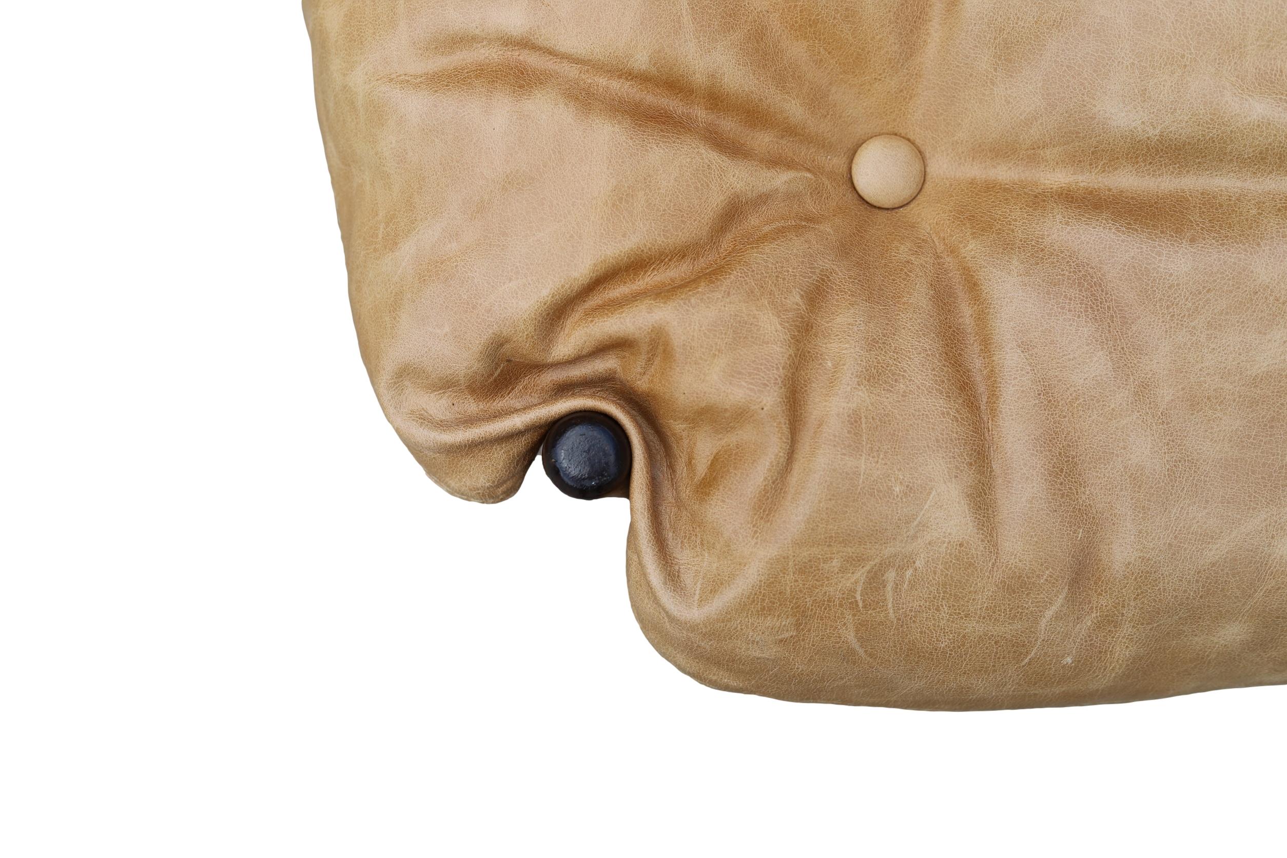 Mid-Century Modern Pouf Mole de Sergio Rodrigues, bois de rose et cuir marron, 127 cm en vente