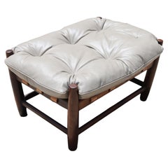 Used Mole Ottoman, Sergio Rodrigues, Rosewood and Grey Leather