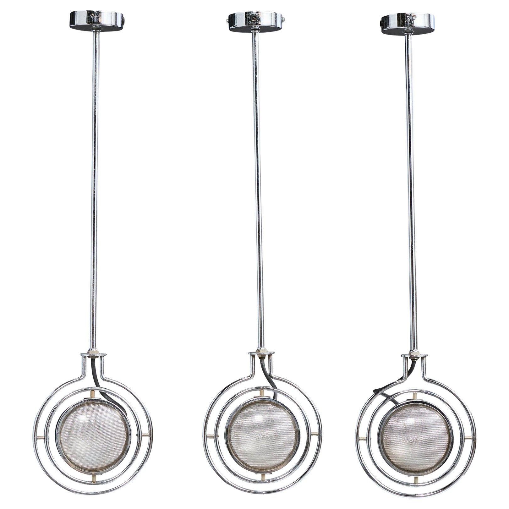 Mole Richardsson, Pendelleuchten, Chrom, Frankreich, 1980er Jahre im Angebot