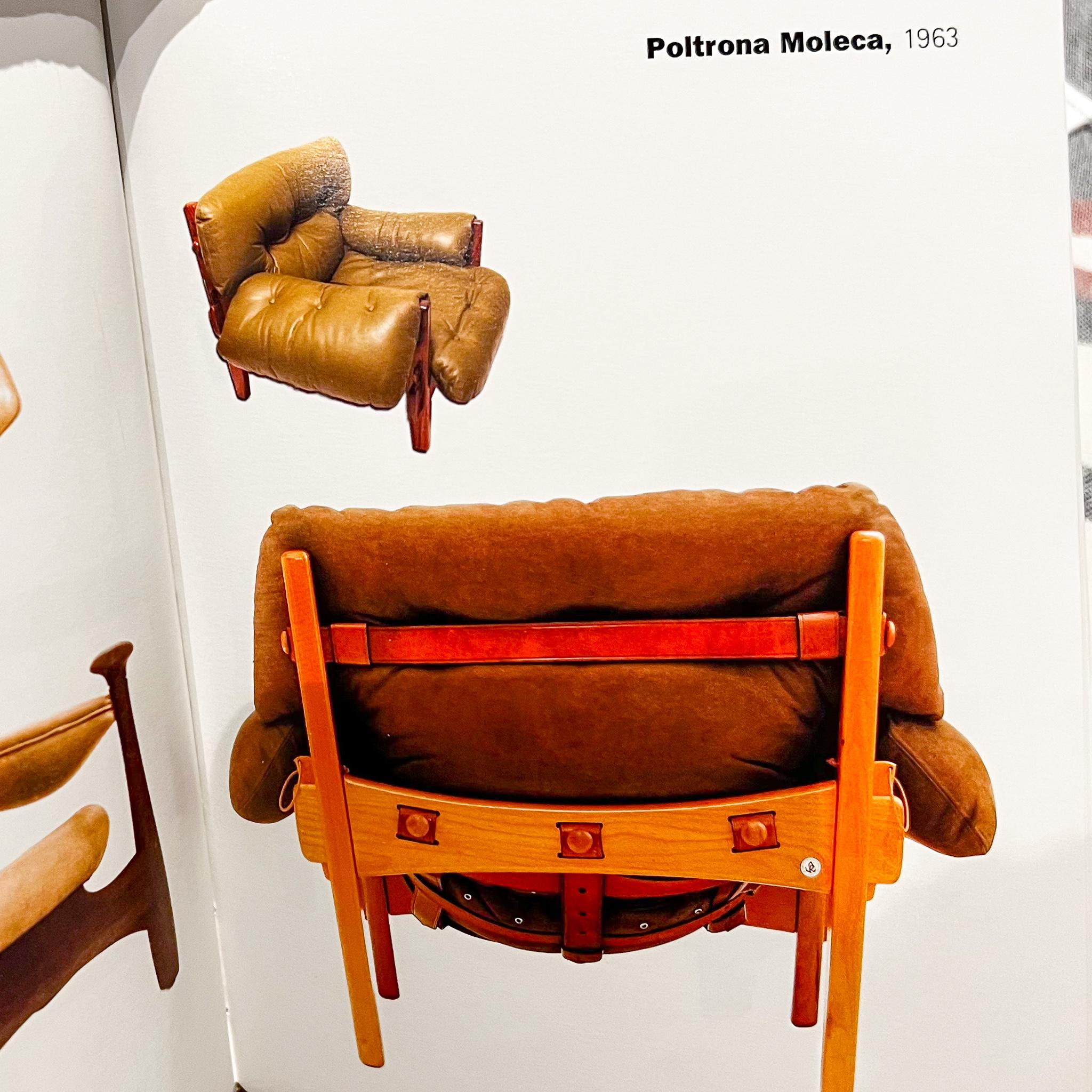 “Moleca” Lounge Chair with Stool in Hardwood & Leather, Sergio Rodrigues, Brazil For Sale 3