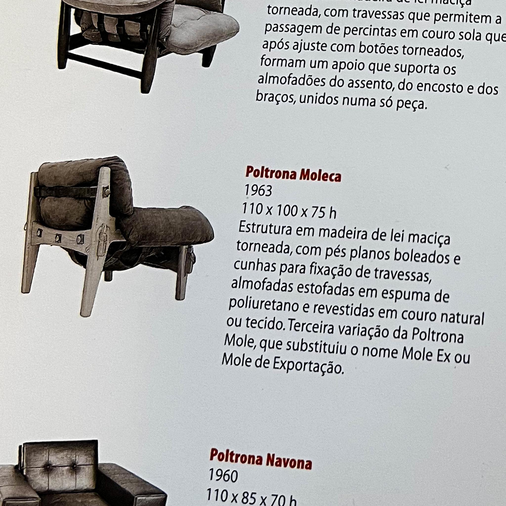 Chaise longue Moleca avec tabouret en bois de feuillus et cuir, Sergio Rodrigues, Brésil en vente 7