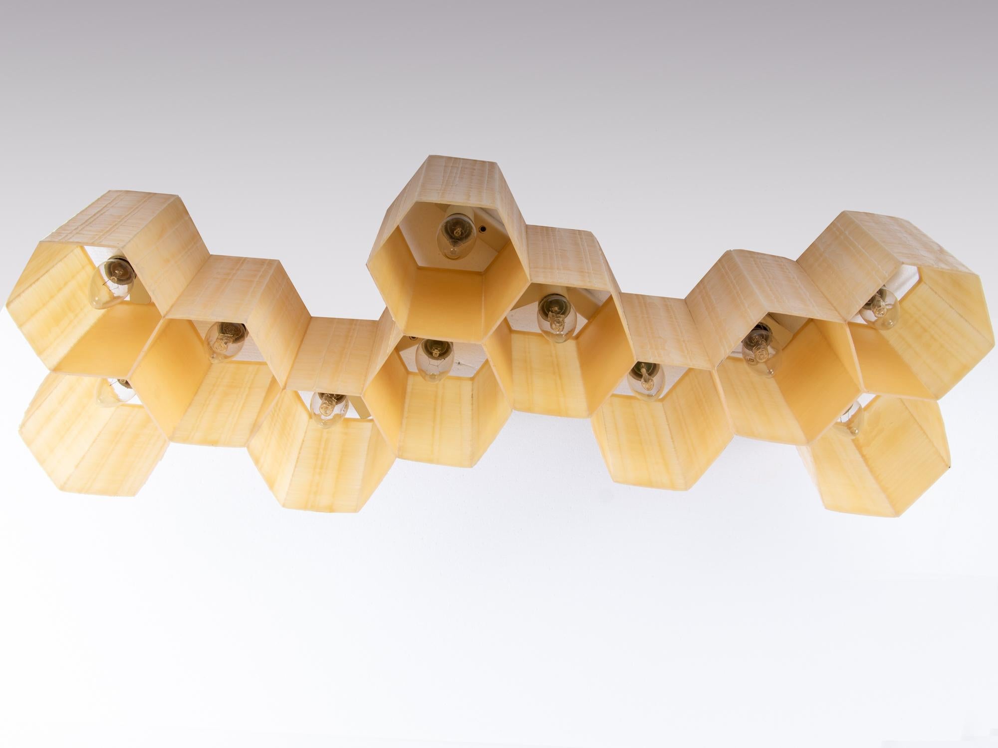 German 1950 Molecular 'Honeycomb' 11-light Flush Mount & Wall Light Fiberglass & Steel For Sale