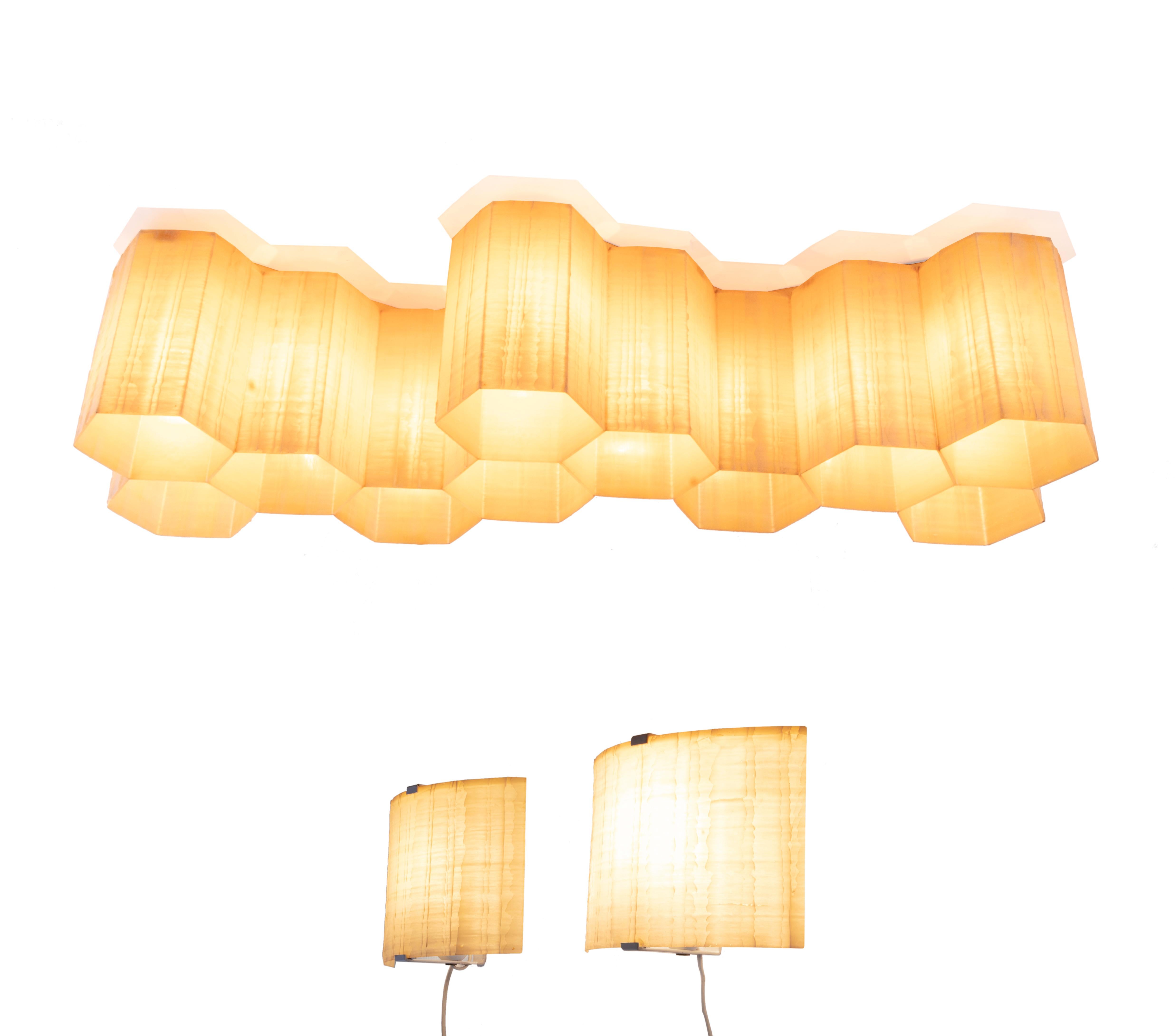 Mid-20th Century 1950 Molecular 'Honeycomb' 11-light Flush Mount & Wall Light Fiberglass & Steel For Sale