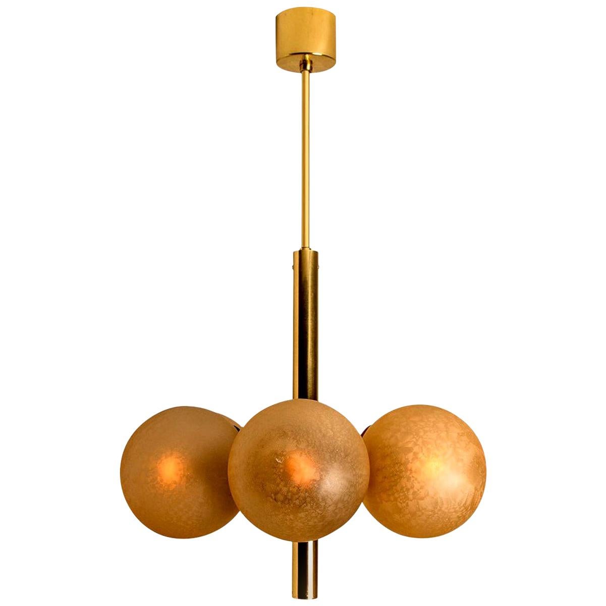 Molecular Chandelier by Kaiser with Six Smoked Hand Blown Glass Globes For Sale