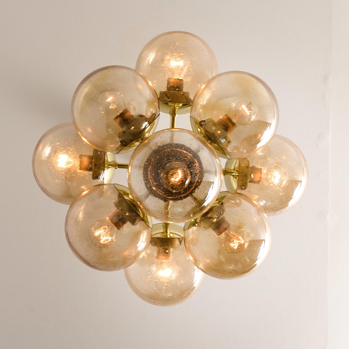 Molecular Chandelier by Kaiser with Smoked Hand Blown Glass Globes 3