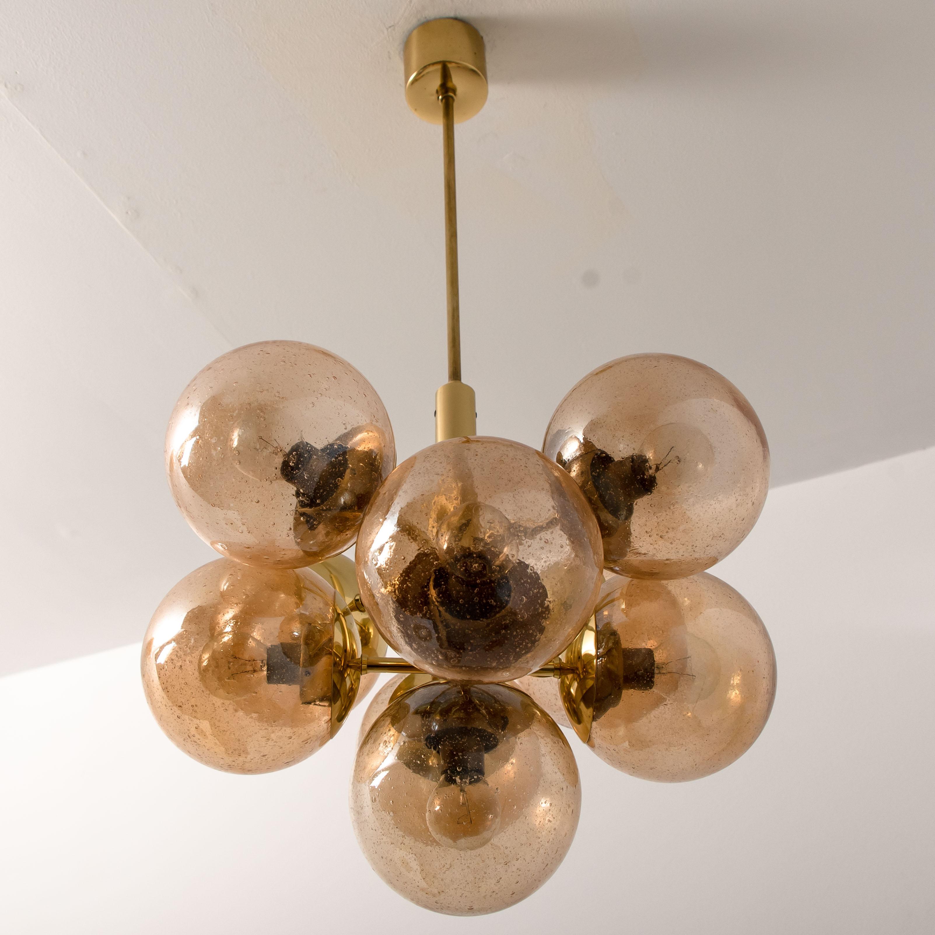Molecular Chandelier by Kaiser with Smoked Hand Blown Glass Globes 5