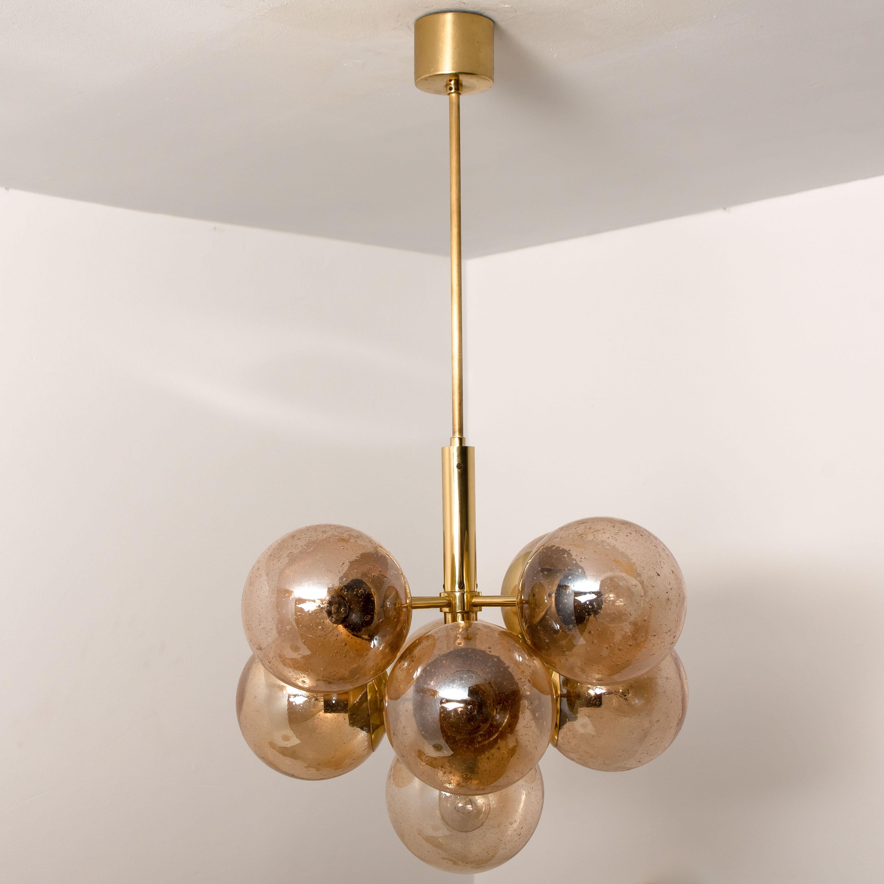 Molecular Chandelier by Kaiser with Smoked Hand Blown Glass Globes 6