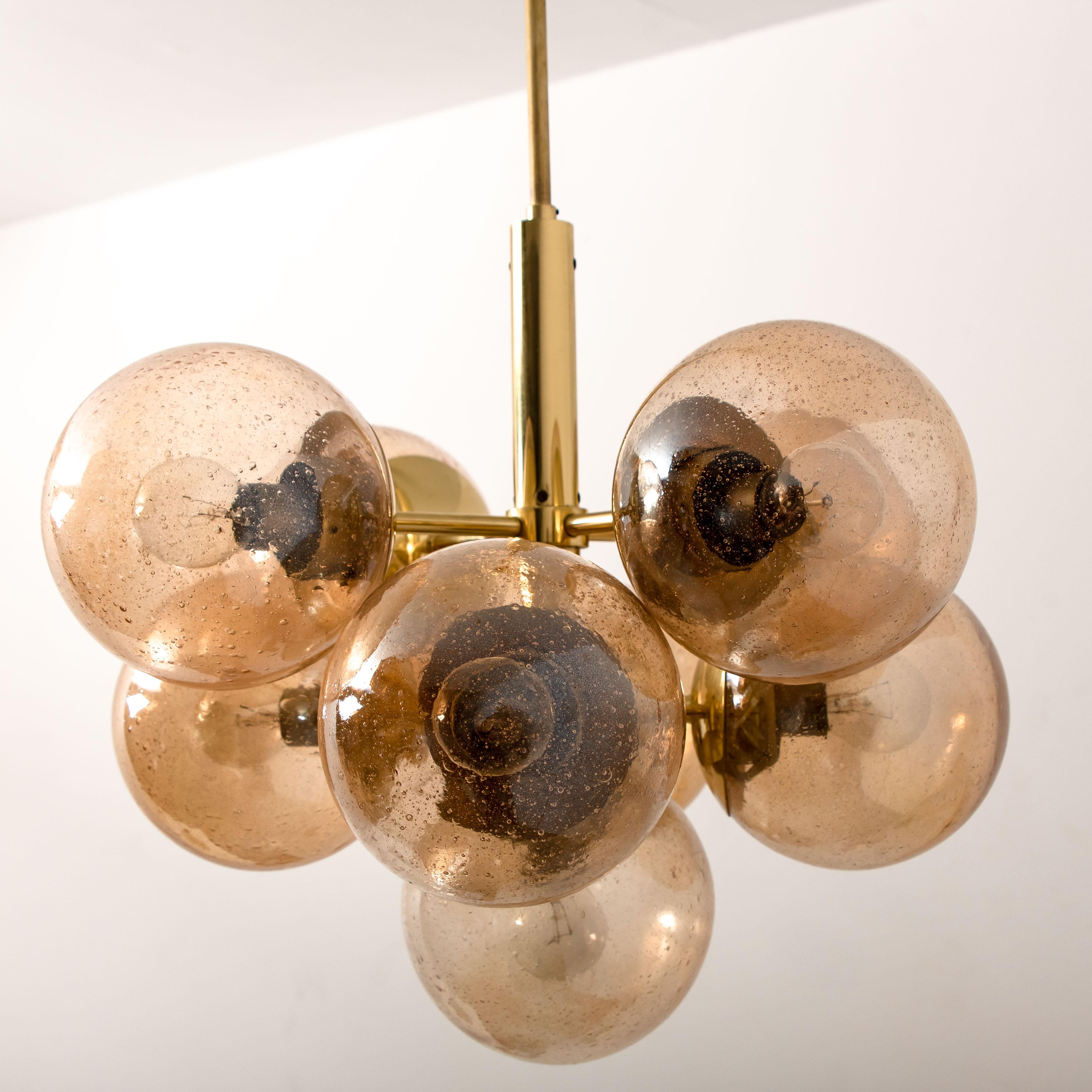 Molecular Chandelier by Kaiser with Smoked Hand Blown Glass Globes 7