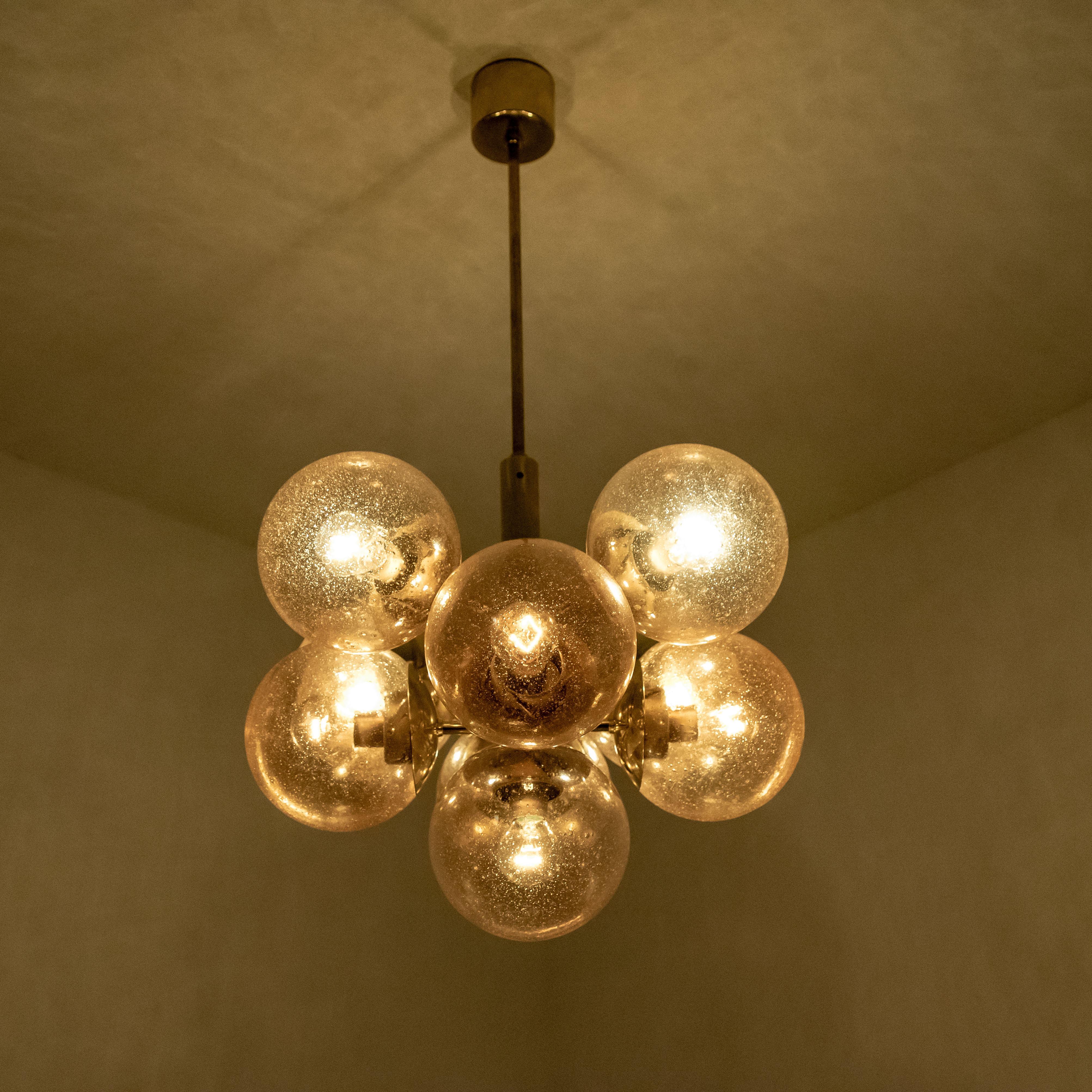 Molecular Chandelier by Kaiser with Smoked Hand Blown Glass Globes 10