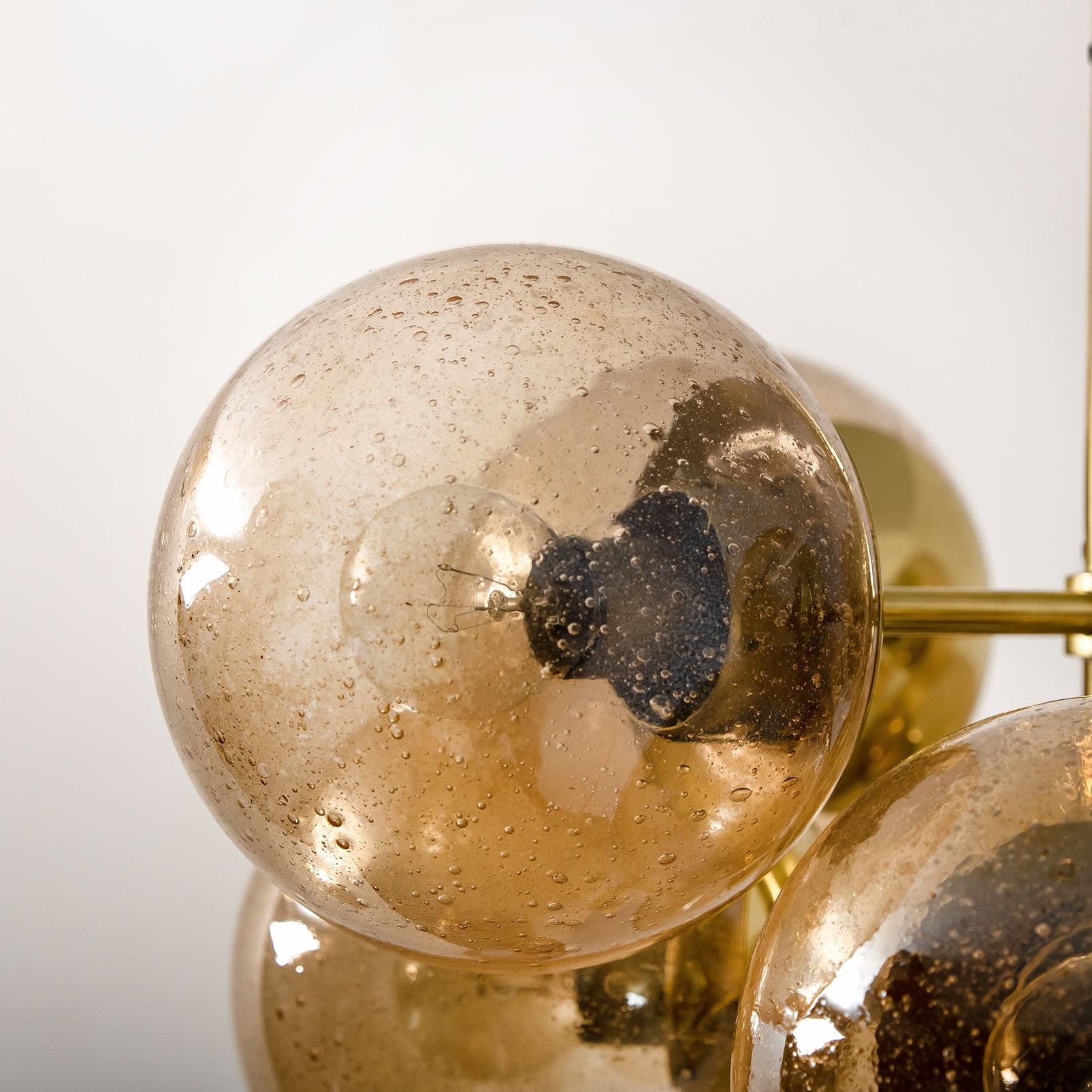 Molecular Chandelier by Kaiser with Smoked Hand Blown Glass Globes 11