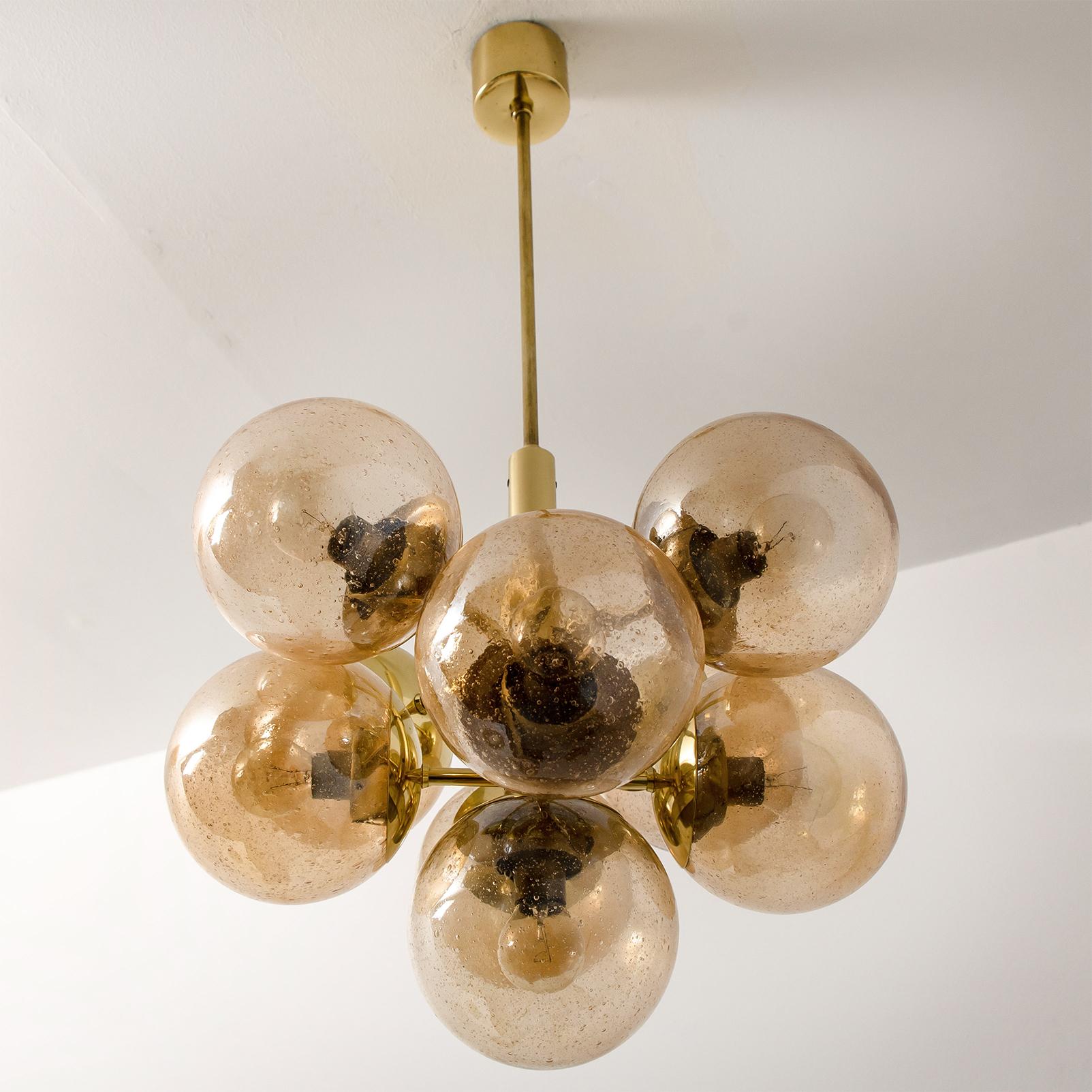 Molecular Chandelier by Kaiser with Smoked Hand Blown Glass Globes 12