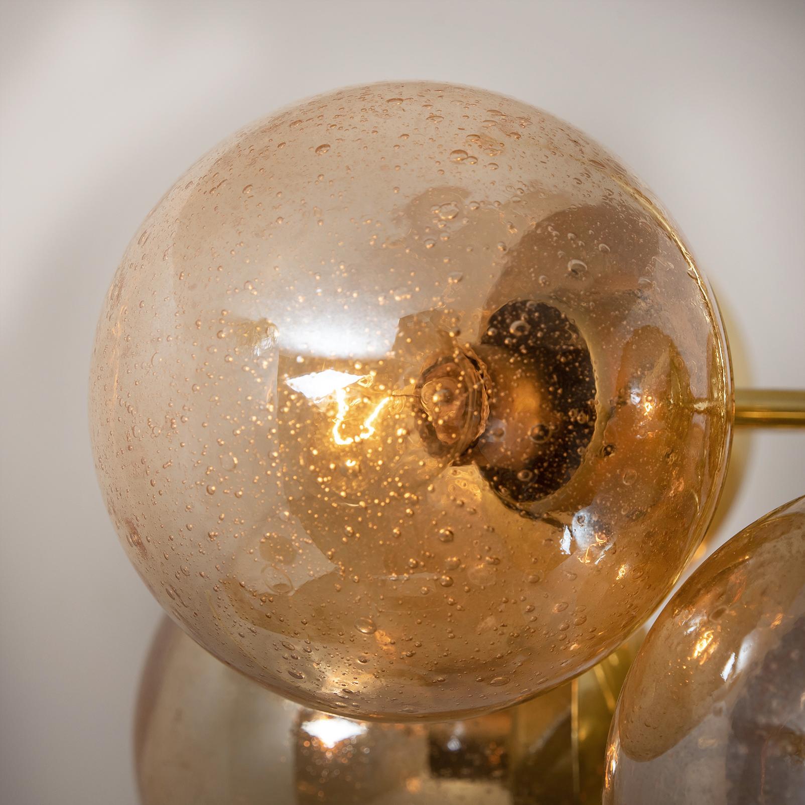 Late 20th Century Molecular Chandelier by Kaiser with Smoked Hand Blown Glass Globes