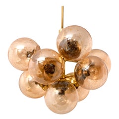 Molecular Chandelier by Kaiser with Smoked Hand Blown Glass Globes