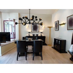 Molecular Extra Large Black Lacquer Chandelier, 150 cm, Philippe Starck Style