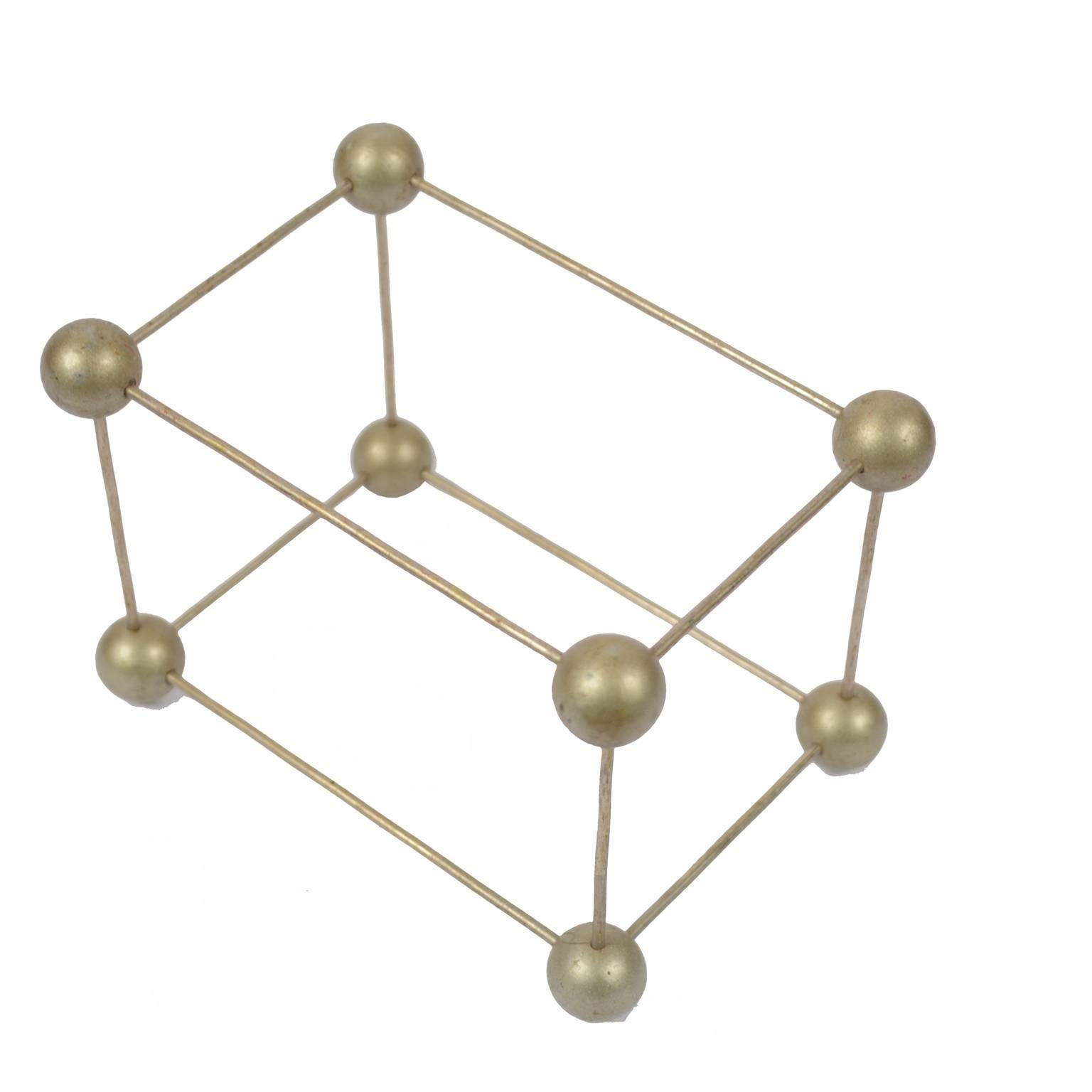 Molecular structure of iron/sulfur cluster (Fe4S4) for educational use, metal with wooden spheres grey painted. Czechoslovak manufacture of the 50s. Very good condition. Measures cm: 14.7 x 10.5.
Shipping is insured by Lloyd's London; our gift box
